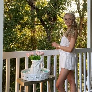 American Eagle Crochet White Lace Romper Small